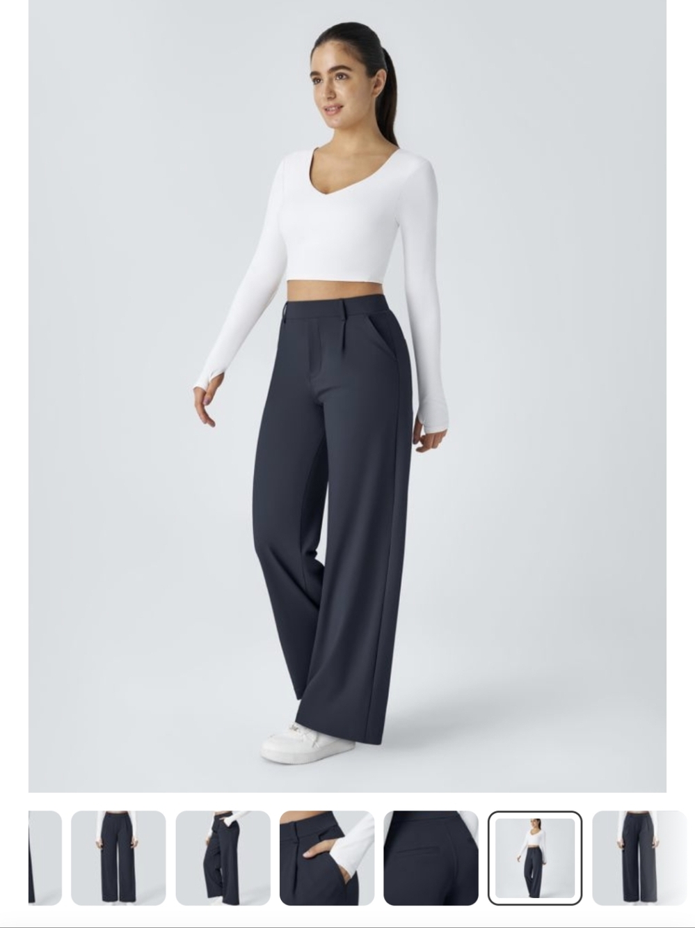 HALARA Navy Wide Leg Trousers
